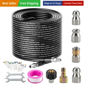 Sjk1 Starrey Pressure Washer Sewer Jetter Kit 100ft 1/4 Inch Npt Hose Nozzles And Adapter Sjk1 Starrey Pressure Washer Sewer Jetter Kit 100ft 1/4 Inch Npt Hose Nozzles And Adapter