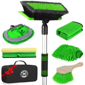Dtbrush05g Stemni Car Wash Kit 62ftft Brush With Long Handle Soft Bristle Green