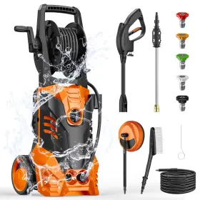 93574055 Sugift 1800w Electric Pressure Washer 3500 Psi 2.4 Gpm 5 Nozzles Hose Reel
