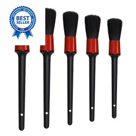 Surosha Qph-g-2400 5pcs Car Detailing Brush Set Cleaning Kit Soft Boars Hair Black