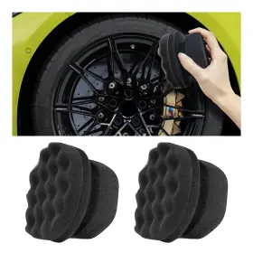 Suvnie-1085sa Suvnie 2 Pcs Tire Shine Applicator Reusable Foam Car Dressing Pads With Ergonomic D