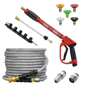 Techsweeppro 700398185012 5000psi Pressure Washer Gun And Hose Kit 25ft Kink Resistant Steel Braided P