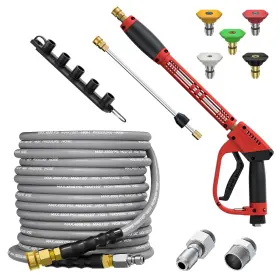 Techsweeppro 700398185029 5000psi Pressure Washer Kit With 50ft Kink-resistant Steel Braided Hose