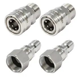 Jt086-5 Tool Daily Pressure Washer Adapter Set With Swivel M22 14mm To 3/8 Inch Quick Connect Stainless