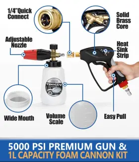 Toolcy 782429756842 Foam Cannon Kit With Pressure Washer Gun 5000 Psi 5 Nozzle Tips 1/4 Inch #2