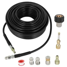 To17508at072p Topower Sewer Jetter Nozzles Kit 100ft Drain Cleaning Hose Pressure Washer Male 1/4 Inch Npt