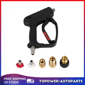 To18025at187p Topower High Pressure Washer Gun 5000psi Wash Foam Spray Short Wand With 5 Nozzle 3/8 Inch Male To18025at187p Topower High Pressure Washer Gun 5000psi Wash Foam Spray Short Wand With 5 Nozzle 3/8 Inch Male