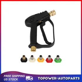 To18032at203p Topower Short Pressure Washer Gun With M22-14mm Inlet Stubby High Handle