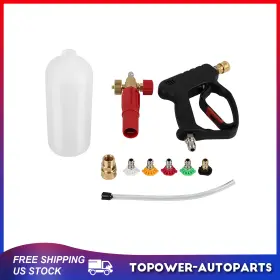 To18037at209p Topower 5000 Psi Short High Pressure Washer Gun With Foam Cannon Kit For Car Washing