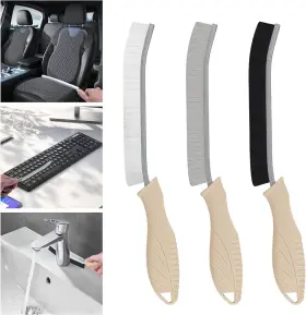 T11103 Tqrr 3pcs Cleaning Brush - Includes Soft Bristle Hard Crevice Khaki