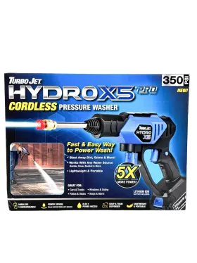 Turbojet 735541036255 Hydro X5 Pro Pressure Washer Cordless 21v Rechargeable Battery 350psi