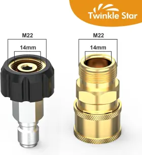 Twinkle Star 724190820148 Pressure Washer Adapter Set Quick Connect Kit M22 14mm Swivel To #3