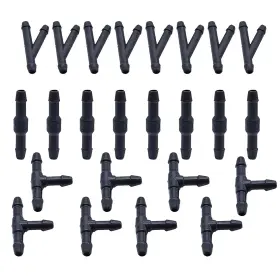 Upamcarker 743693225809 24 Pcs Windshield Washer Hose Connector Kit 3-way T/y 2-way I Universal