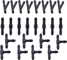Upamcarker 744110027488 24pcs Windshield Washer Hose Connector Kit 3-way T-type Y-type 2-way I-t
