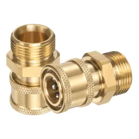 Uxcell 614462022908 2pcs Pressure Washer Adapter 1/4 Inch Female Quick Plug To M22 15mm Brass