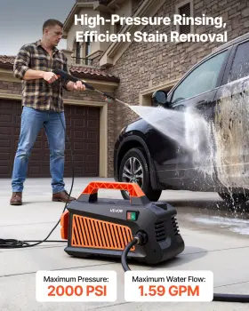 Vevor 197988185789 2000 Psi Electric Pressure Washer 1.59 Gpm 4 Nozzles Wand Portable