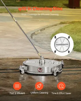 Vevor 197988312185 16.5 Inch Pressure Washer Surface Cleaner 4 Wheels Stainless Steel 4000 Max Psi