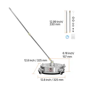 Qd-xdp10 Vevor Pressure Washer Surface Cleaner Stainless 4 Wheels 4000 Psi Quarter Inch Qc Kit