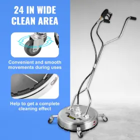 Vv-swc-24 Vevor 24 Inch 4000psi Pressure Washer Surface Cleaner Tool 4wheels 3 Nozzles 3/8 Qc