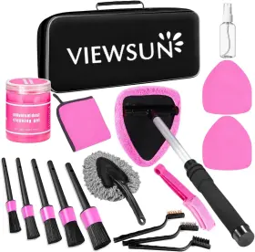 Vs-lt0555 Viewsun Windshield Cleaner Tool 17pcs Pink Car Interior Cleaning Kit