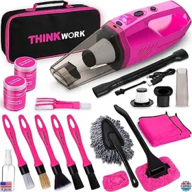Cck-15p8 Visit The Thinkwork Store Car Detailing Kit With Cordless Vacuum Interior Cleaner And Brushes Pink