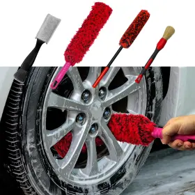 Lgs05lgs04 Vytulz 4 Pack Car Wheel Brush Kit - Soft Scratch-free Microfiber And Red