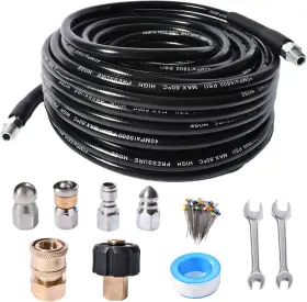 Washer Aid 313110185124 Sewer Jetter Kit For Pressure 4000 Psi Drain Cleaner Hose 1/4 Female Npt