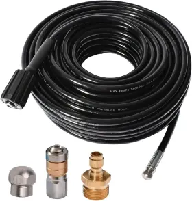 B0c412p7dk Washer Aid 25ft 5800 Psi Pressure Hose Jetter Nozzles Kit 1 8 Npt Sewer Drain