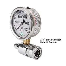 Watflow 727536028864 2-1/2 Inch Pressure Washer Gauge Kit 3/8 Quick Connect #3