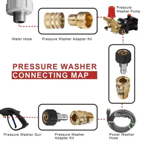 Wojet 707025261040 Pressure Washer Adapter Set Quick Disconnect Kit M22 Swivel To 3/8ftft #2
