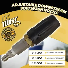X-jet 768684036370 Ds Twist Nozzle - Adjustable Downstream Soft Wash Nozzle. 0-60 Degree Spray P #2