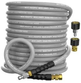 4800 Xican 700398416697 3/8 Inch Pressure Washer Hose Psi Kink Resistant Steel Braided 50ft Gray