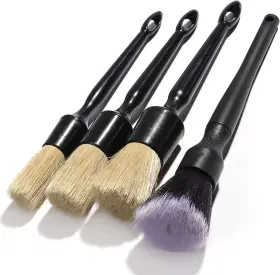 Yakaney 705353340628 Car Detailing Brush Soft Boars Hair 4pcs Auto Detail Dust Brushes Perfect For