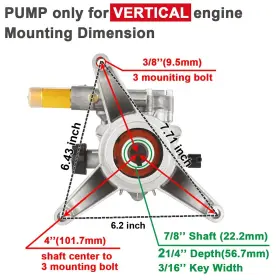 10p2923va Yamatic 7/8 Inch Shaft Vertical Pressure Washer Pump 3000 Psi 2.5 Gpm Replaceme #3