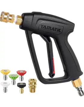 4009ka Yamatic Short Pressure Washer Gun With Swivel Brass 3/8 Inch Quick Connector Pow