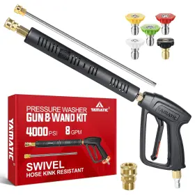 69bc57ba0e7fd1639b54639c Yamatic Pressure Washer Gun Wand With Swivel 3/8 Plug And M22 Coupler Stainless