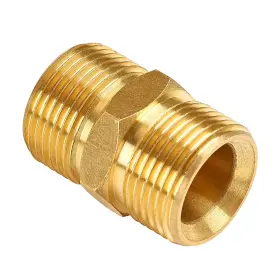 Yamatic 705169125303 Pressure Washer Hose Connector Solid Brass Double M22-14mm Male Coupler Press
