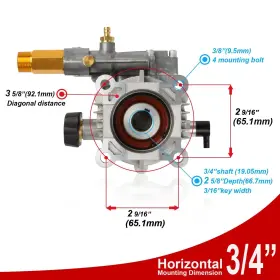 3400 Yamatic 705169125419 3/4 Inch Shaft Horizontal Pressure Washer Pump Psi 2.5 Gpm Replace #3