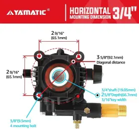 Yamatic 782429756330 Pressure Washer Pump 3/4 Inch Shaft Horizontal Power Max 3300 #3