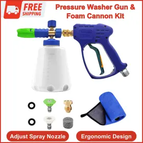 Yeewayveh 850065957500 Pressure Washer Gun And Foam Cannon Kit 5000psi Short Power 2 Nozzles