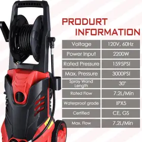 33epw002-3000p-02 Yescom Electric High Pressure Washer Garage Patio Floor Silt Water Jet Cleaner 3000psi #3