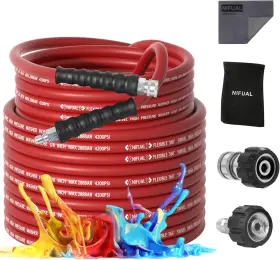Yetianical 445012152171 3/8 Inch Super Wear Resistant Pressure Washer Hose 50 Ft Kink Power