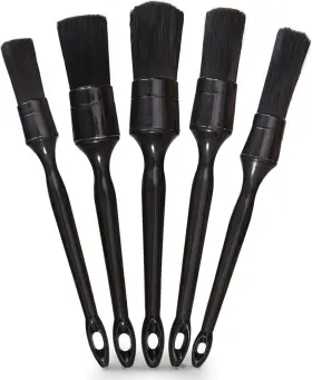 Yl20102 784848379084 Car Detailing Brush Set 5 Pack Auto Black Detail Brushes Comfortable Grip And