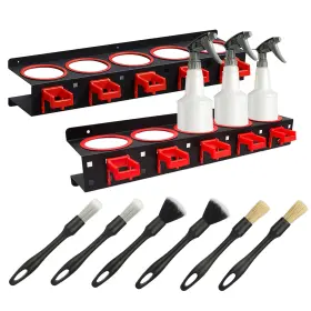 K34m9qcmscf28lp6j16d Ytdtkj 2 Set Spray Bottle Storage Rack With Car Cleaning Brush Black And Red