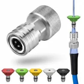 Zaireg Gvdy091 Garden Hose To Mini Power Washer Adapter-3/4 Ght 1/4 Inch Stainless Steel Gar