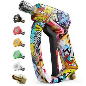 Pwg-01-gra Zhevebaga Short Pressure Washer Gun High 4000 Psi M22-14mm And 3/8 Inch