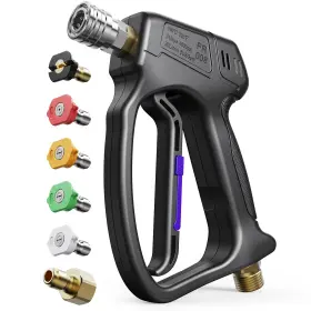 Pwg-02-bk Zhevebaga Short Pressure Washer Gun High 4500 Psi M22-14mm And 3/8 Inch