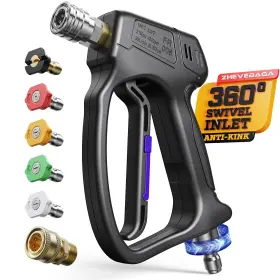 Pwg-02-up-bk Zhevebaga Short Pressure Washer Gun With Swivel 3/8 Inch And M22-14mm Connect High W