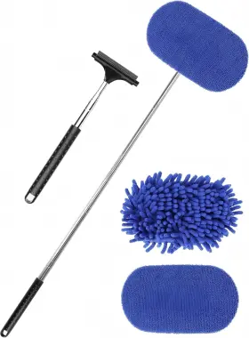 3in1carbrush Zimiteda 3 In 1 Car Windshield Cleaner Tool 40 Inch Rearview Mirror Wiper Squeegee Blue