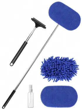 Cwbw2024 Zimiteda 3 In 1 Car Windshield Cleaner Tool 40 Inch Rearview Mirror Wiper Squeegee Blue